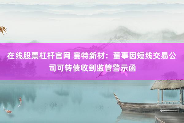 在线股票杠杆官网 赛特新材：董事因短线交易公司可转债收到监管警示函