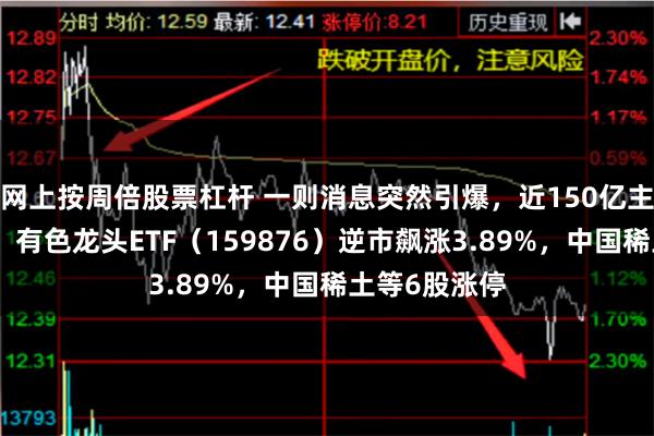 网上按周倍股票杠杆 一则消息突然引爆，近150亿主力资金狂涌！有色龙头ETF（159876）逆市飙涨3.89%，中国稀土等6股涨停